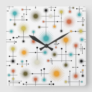 Retro Starburst een Go-Go! Vierkante Klok