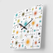 Retro Starburst een Go-Go! Vierkante Klok (Hoek)