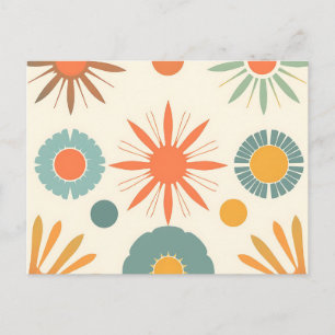 Retro Starburst en Mid Century Vormen Briefkaart