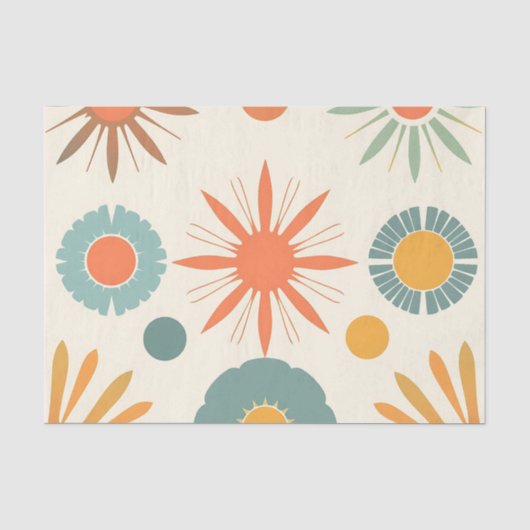 Retro Starburst en Mid Century Vormen Tissuepapier (Voorkant)
