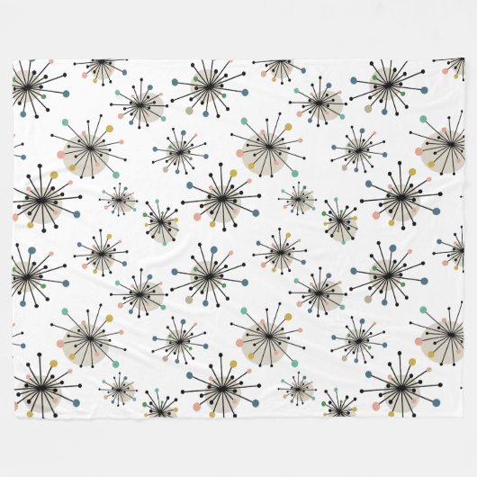 Retro Starburst Mid Century Modern Patroon Fleece Deken (Voorkant (Horizontaal))