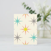 Retro Starburst Mid-Century Patroon Briefkaart (Staand voorkant)
