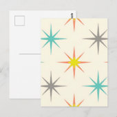 Retro Starburst Mid-Century Patroon Briefkaart (Voorkant / Achterkant)