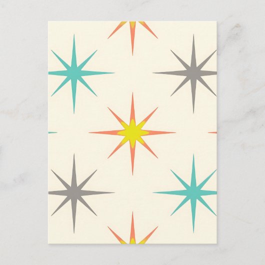 Retro Starburst Mid-Century Patroon Briefkaart (Voorkant)