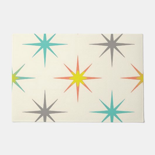Retro Starburst Mid-Century Patroon Deurmat (Voorkant)