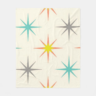 Retro Starburst Mid-Century Patroon Fleece Deken