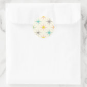 Retro Starburst Mid-Century Patroon Ronde Sticker (Tas)