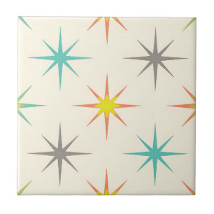 Retro Starburst Mid-Century Patroon Tegeltje