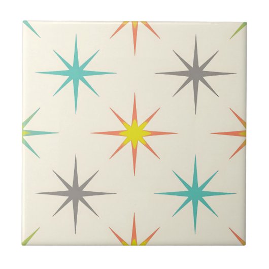 Retro Starburst Mid-Century Patroon Tegeltje (Voorkant)