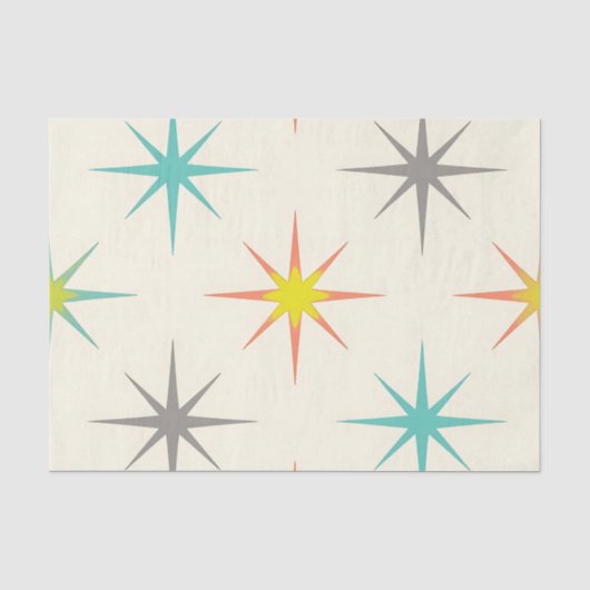 Retro Starburst Mid-Century Patroon Tissuepapier (Voorkant)