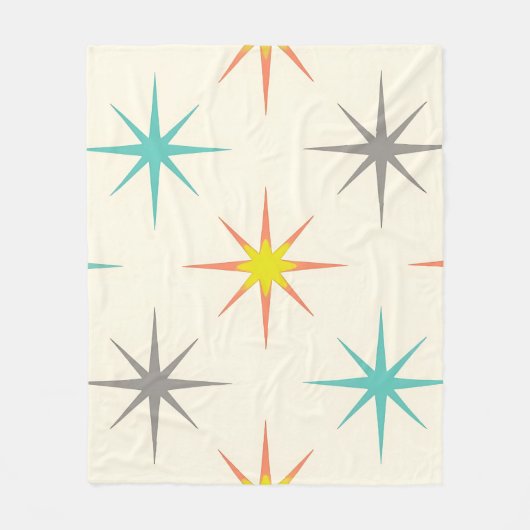 Retro Starburst Mid-Century Pattern Fleece Deken (Voorkant)