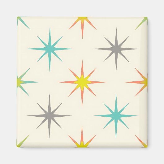 Retro Starburst Mid-Century Pattern Magneet (Voorkant)