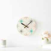 Retro Starburst Mid-Century Pattern Ronde Klok (Huis)