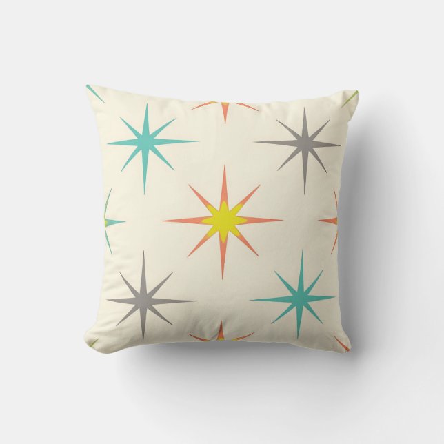 Retro Starburst Midden-Eeuws Patroon Kussen (Voorkant)