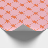 Retro Starburst Patroonroze en Oranje Cadeaupapier (Hoek)