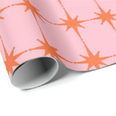 Retro Starburst Patroonroze en Oranje Cadeaupapier (Rol Hoek)