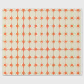 Retro Starburst Pattern Oranje en Beige Cadeaupapier (Vlak)