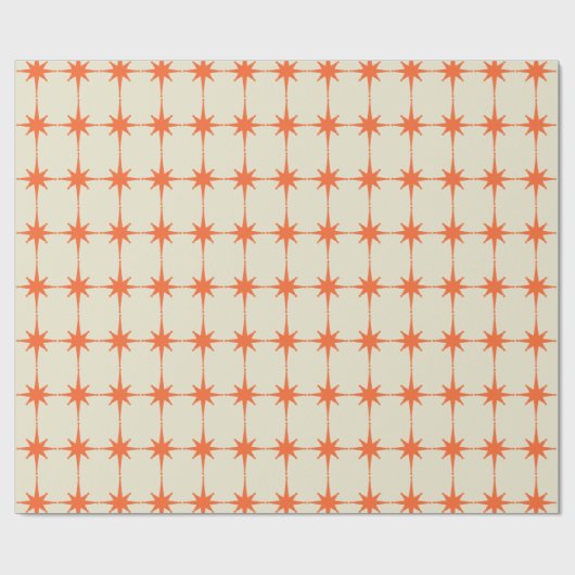 Retro Starburst Pattern Oranje en Beige Cadeaupapier (Vlak)