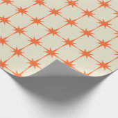 Retro Starburst Pattern Oranje en Beige Cadeaupapier (Hoek)