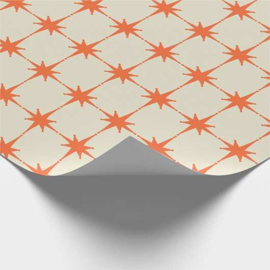 Retro Starburst Pattern Oranje en Beige Cadeaupapier (Hoek)