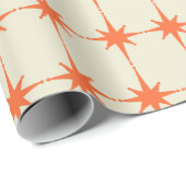 Retro Starburst Pattern Oranje en Beige Cadeaupapier (Rol Hoek)