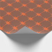 Retro Starburst Pattern Oranje en Brown Cadeaupapier (Hoek)