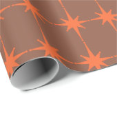 Retro Starburst Pattern Oranje en Brown Cadeaupapier (Rol Hoek)