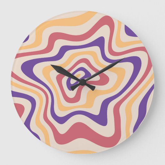 Retro Starburst Psychedelische achtergrond Grote Klok (Voorkant)