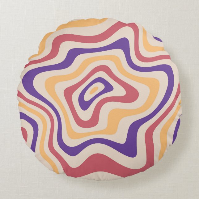 Retro Starburst Psychedelische achtergrond Rond Kussen (Voorkant)