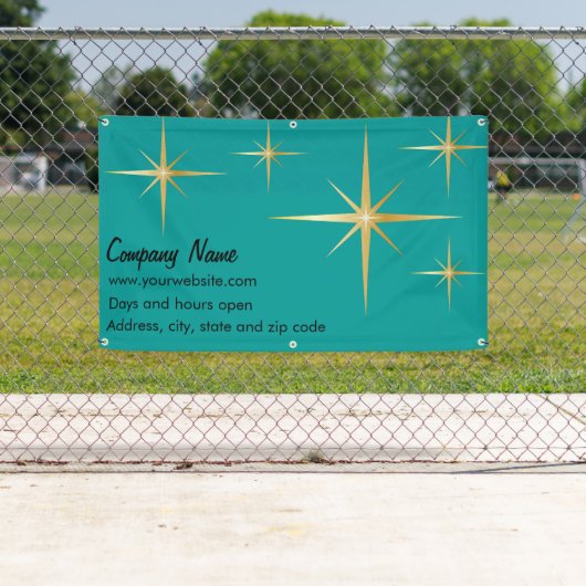 Retro Starburst Vinyl Banner, 3' x 5' Spandoek (Insitu)