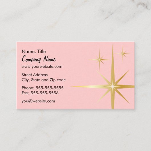 Retro Starburst Visitekaartje - Roze (Voorkant)