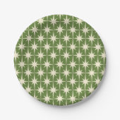 Retro Starbursts groen Cream Pattern Papieren Bordje (Voorkant)