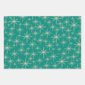 Retro Starbursts in Mid Mod Beige, Oranje, Blauwgr Inpakpapier Vel (Voorkant)