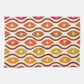 Retro Starbursts op Kleurrijke ogee ovalen patroon Theedoek (Horizontaal)