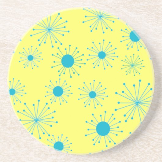 Retro Starbursts Zandsteen Onderzetter (Voorkant)