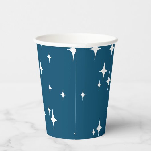 Retro Stardust Starburst Stars Nieuwjaar Papieren Bekers (Rechts)
