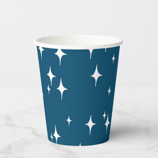 Retro Stardust Starburst Stars Nieuwjaar Papieren Bekers (Voorkant)