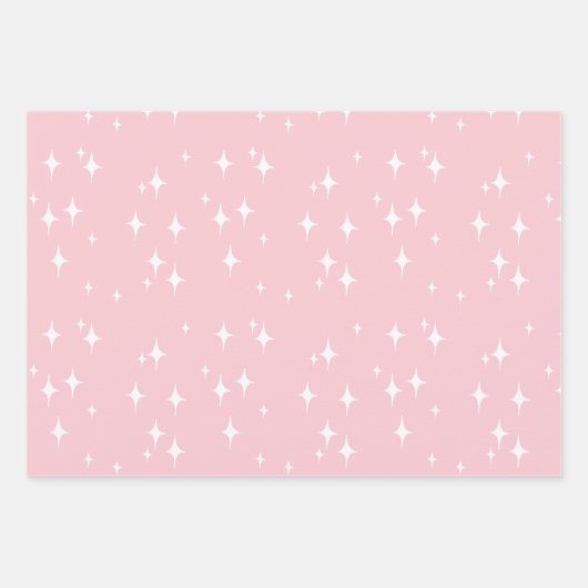 Retro Stardust Starburst Stars Roze esthetisch Inpakpapier Vel (Voorkant 2)