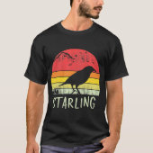 Retro Starling T-Shirt Silhouette Bird 70s (Voorkant)