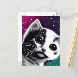 Retro Starry Sky Kitten Briefkaart