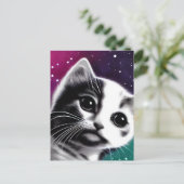 Retro Starry Sky Kitten Briefkaart (Staand voorkant)