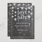 Retro Stars Chalkboard Wedding Save the Date (Voorkant / Achterkant)
