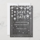 Retro Stars Chalkboard Wedding Save the Date (Voorkant)