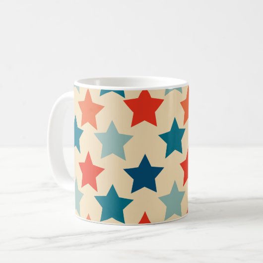  Retro Stars Hippie Boho Funky Kleurrijk Koffiemok (Voorkant links)