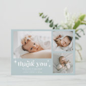 Retro Stars Jongen Blauw Geboorte Aankondiging Kaa (Staand voorkant)