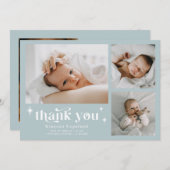 Retro Stars Jongen Blauw Geboorte Aankondiging Kaa (Voorkant / Achterkant)