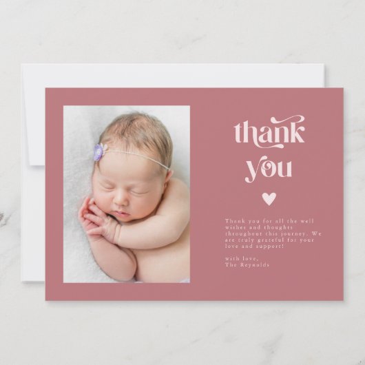 Retro Stars Jongen Stoffig Roze Geboorte Aankondig Aankondiging (Achterkant)