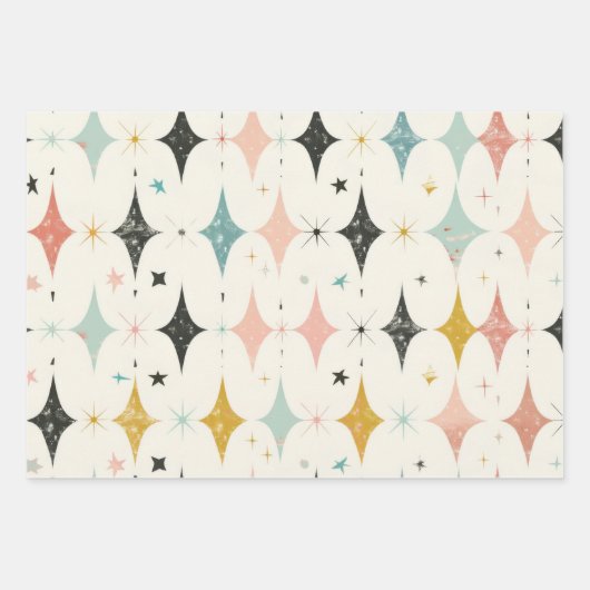 Retro Stars Patroon Inpakpapier Vel (Voorkant)