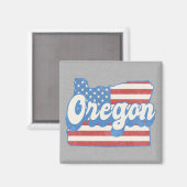 Retro Stars & Stripes Oregon Silhouet Magneet (Voorkant / Achterkant)