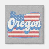 Retro Stars & Stripes Oregon Silhouet Magneet (Voorkant)